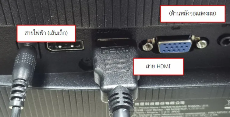 Display connections — power and HDMI
